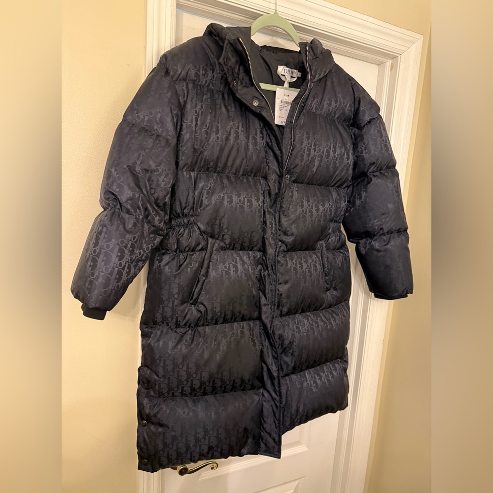 Dior Kids Navy Blue Dior Oblique Technical Jacquard coat size 13 Ans (Sold out)